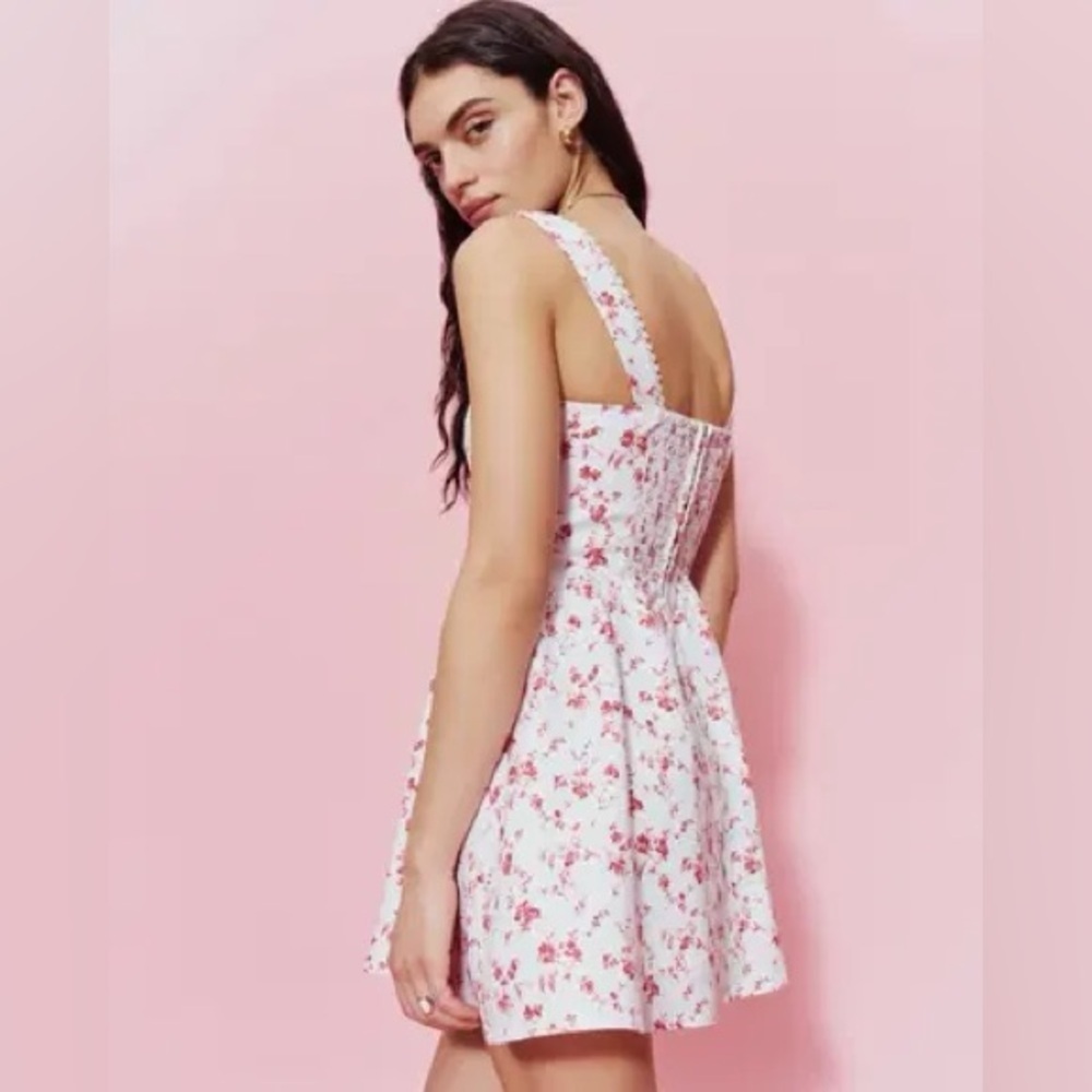 Reformation Blogger Fave Sheri Floral Linen Mini Dress in Rosalie Size 10 - Picture 3 of 6